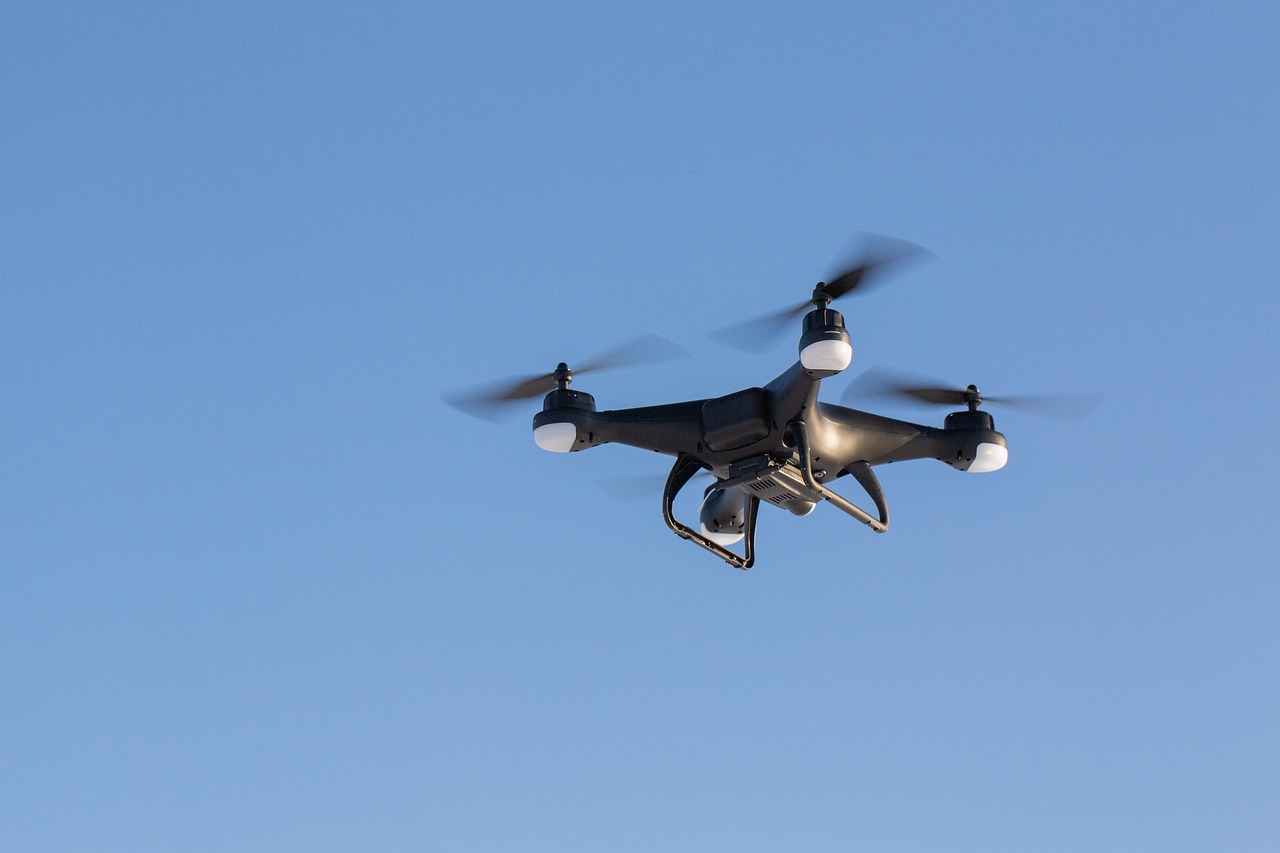 drone, quadrocopter, flying drone, technology, flying